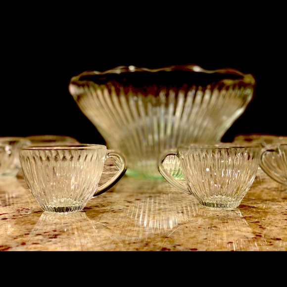 ROYAL CREST PUNCH Set by Gibson Clear Glass - Picture 4 of 6